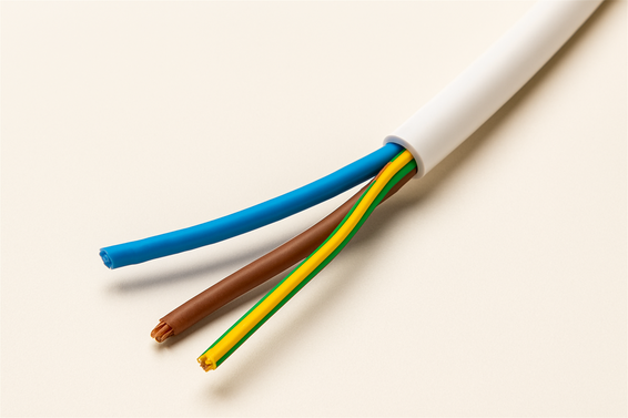 Kabel RKK 3x0.75 vit  Rund  Längd 3,3m